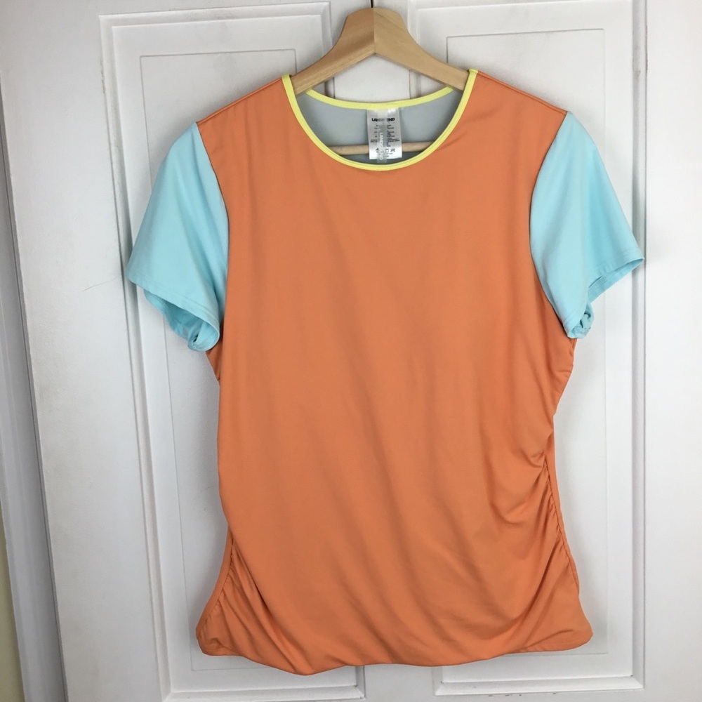 Lands’ End Rashguard Swim Top Shelf Bra Size 8